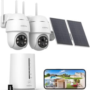 COOAU Wireless Solar Security Cameras for Outdoors, 2 Cam-Kit, 4M…