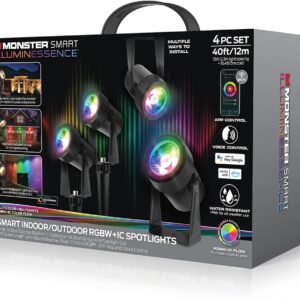 Monster Smart Illuminassence Outdoor Smart Spotlight, 4 Pieces,…