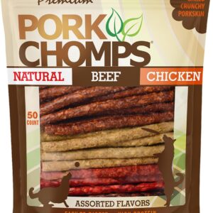 Pork Chomps Dog Chews, 5-Inch Chew Sticks, Flavors…