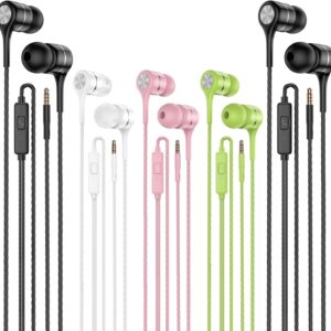 Headphones with Microphone, 5 Pack Wired Headphones for Bass…