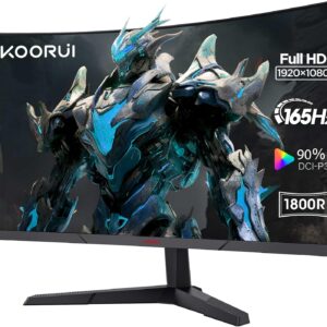 KOORUI 24 Inch Computer Monitor – FHD 1080P Curved Gaming Monitor…