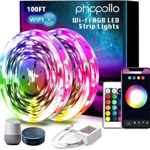 PHOPOLLO 100 -foot LED lights for bedroom synchronization with m …