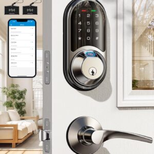 Veise Smart Entry Door Locks, 2 Lever Handles, Fingerprint…