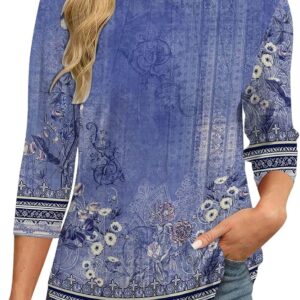 Women's 3/4 Sleeve Tops and Blouses Round Neck Casual Tunic T-Shirt…