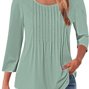 Tops for women 3/4 Manga shirts 2025 Tunic Tunic Creweck pleat …
