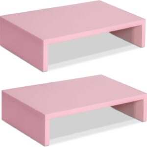 Teamix Pink Monitor Stand Riser-2 Pack, wood of 2 adjustable levels …