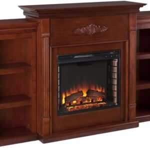 Sei Furniture Tennyson Electric Bookcase Chimenea, Mahogan …