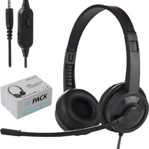 Bulk headphones with microphone for school in the classroom (10 package), …