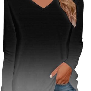 Long -sleeved t -shirts for women V Floral Neck Top 2025 hippie li …