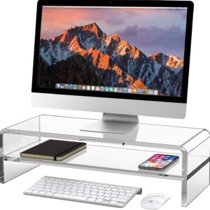 Acrylic Monitor Stand, 2 Tiers Computer Monitor Riser(20x8x5…