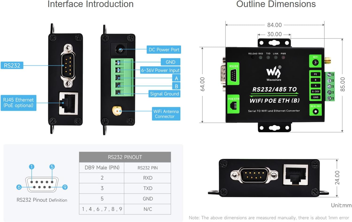 RS232/485 A WIFI Poe Ethernet Serial Server Converter, Modb ... - Image 7