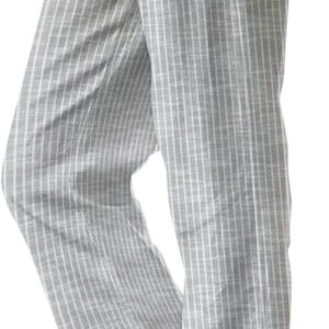 Linen pants trimmed women of the elastic waist of the straight leg …