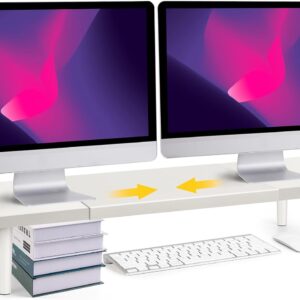 Dual-Monitor-Stand-Riser-by desk Adjustable length 32-40 in …