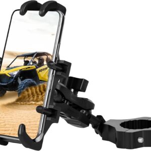UTV Phone Mount for 1.75″-2″ Roll Bar, 360°Rotation UTV Phon…