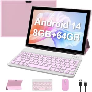 Android 14 10 inches 2 in 1 tablet with keyboard, mouse, case, …