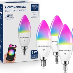 Smart Candelabra LED Bulbs 60 Watt Equivalent, 500LM 6W, E12…