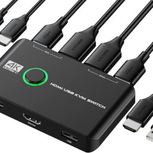 Switch 4K KVM HDMI 2 PORT Box, USB KVM HDMI SWITCHs for 2 C …