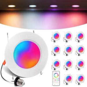 6 -inch intelligent embedded lighting, RGBCW color changing smart c …