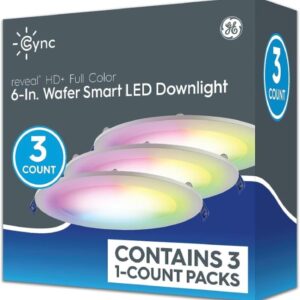 Ge Cync Smart Led Wafer Downlight Fixture, reveals + full col …