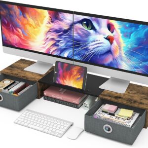 Westree Dual Monitor Stand Riser with two drawers, extra lar …